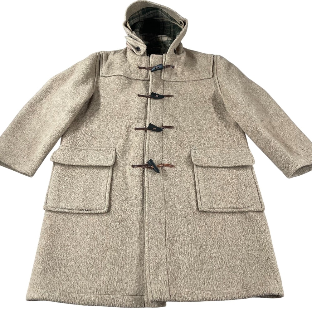 Vintage‎ Gloverall Heavy Wool English Duffle Coat Women's Size 12 Brown Plaid *